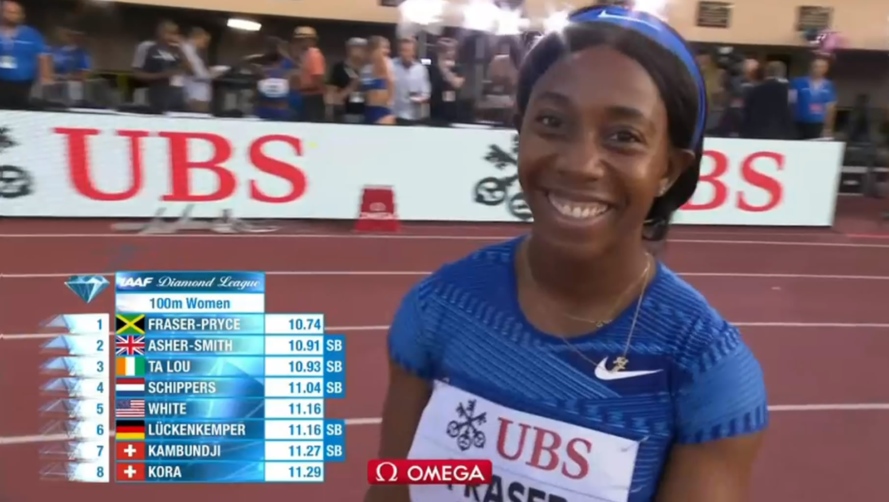Watch: Shelly-Ann Fraser-Pryce wins 100m in 10.74 -- Lausanne Diamond League Watch: Shelly-Ann Fraser-Pryce wins 100m in 10.74 -- Lausanne Diamond League