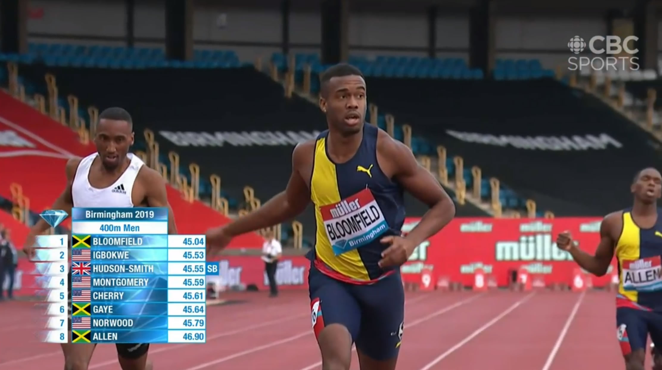 Watch: Akeem Bloomfield wins 400m in Birmingham Diamond League Watch: Akeem Bloomfield wins 400m in Birmingham Diamond League