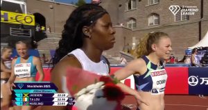 Shericka Jackson ?? wins the Women's 200M at the Stockholm Diamond League in 22.10